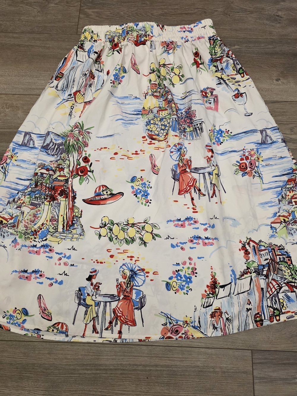 Her Destiny Mediterranean Scenic Print Midi Skirt Size Large - Picture 8 of 9